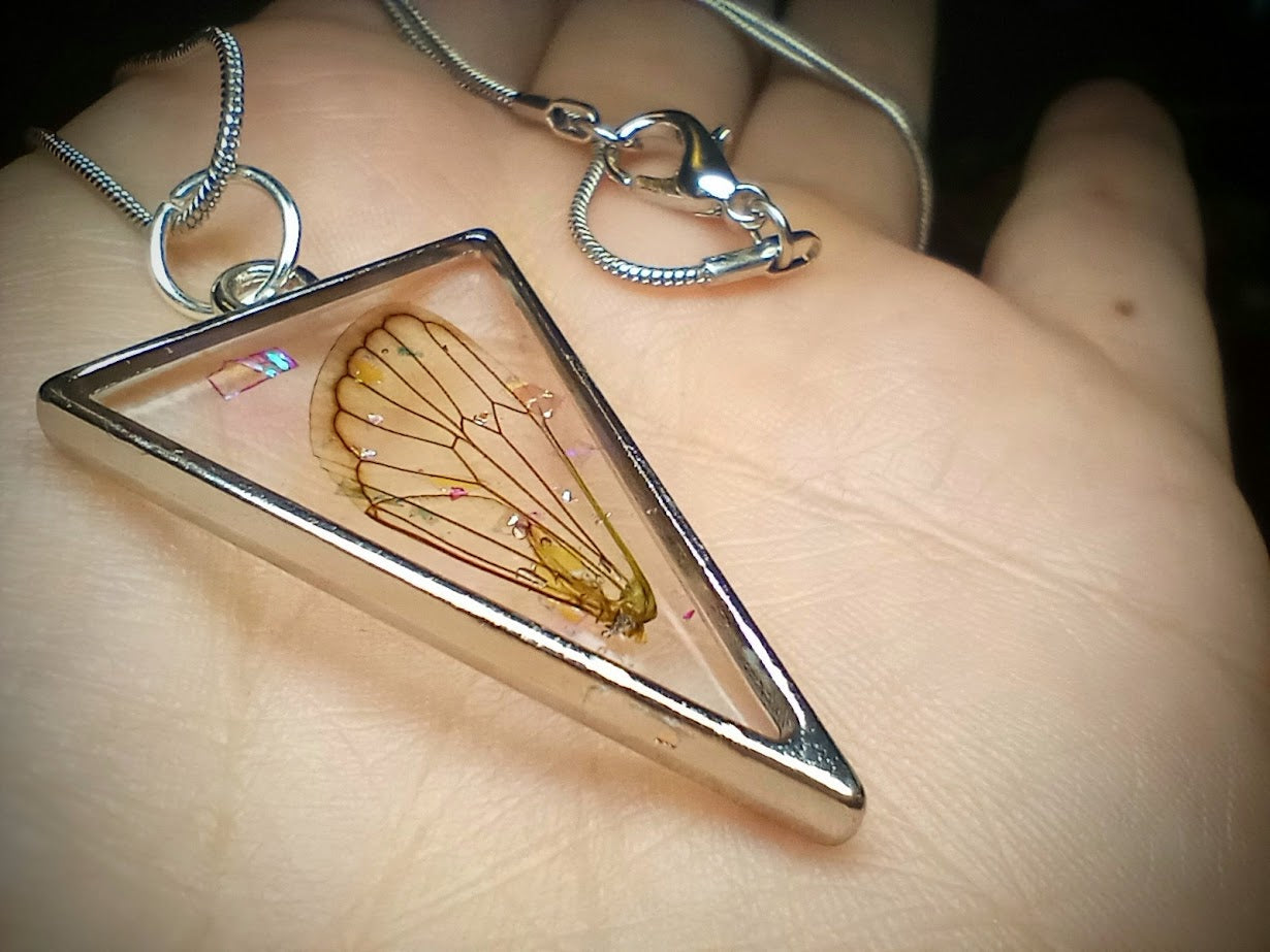 Cicada Wing Triangle Necklace