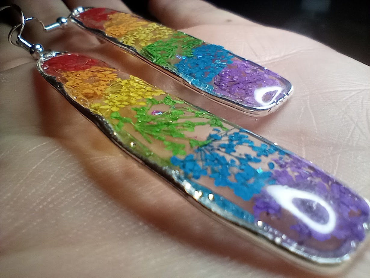 Rainbow Spray Flower Earrings