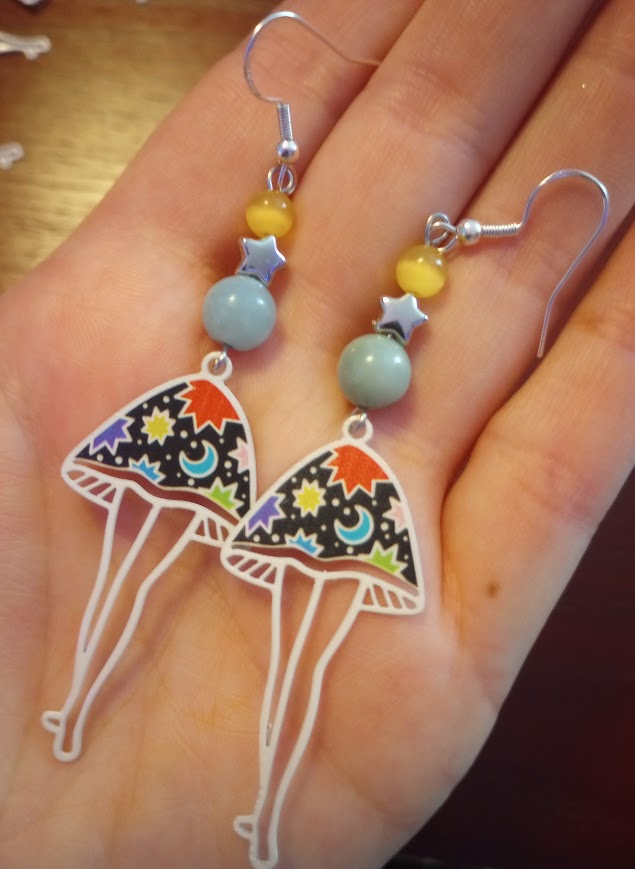 Cosmic Leggy Mushroom Earrings