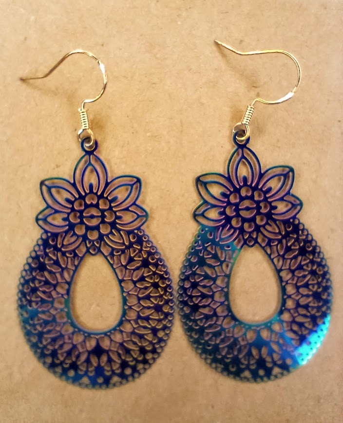 Iridescent Floral Drop Earrings