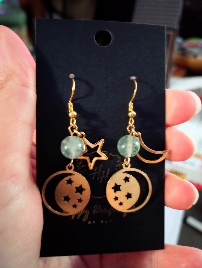 Fluorite Moon Earrings