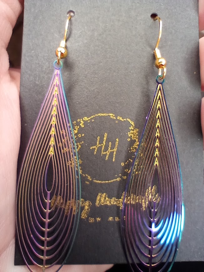 Iridescent Long Teardrop Earrings