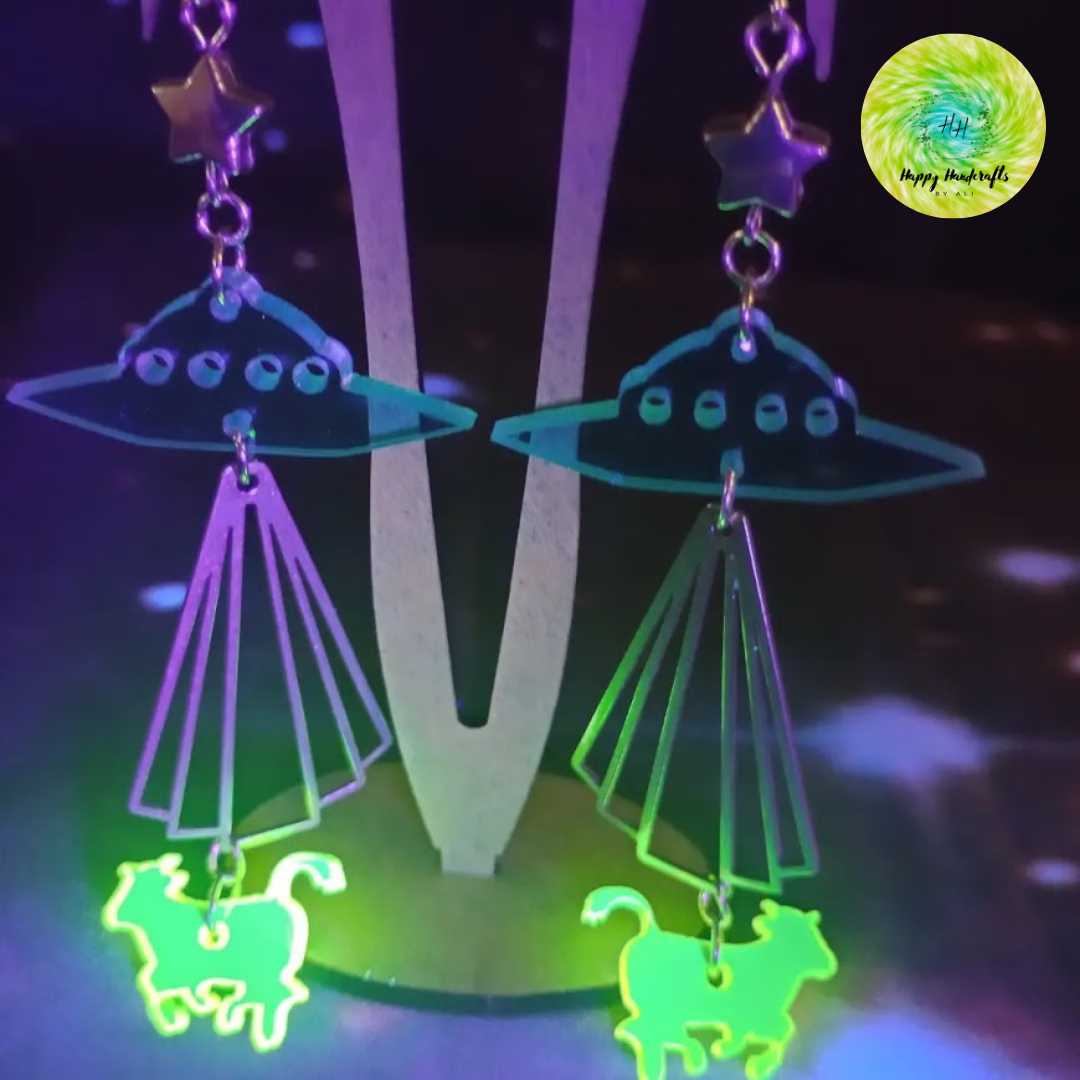 Beam Me Up Space Cow Dangles