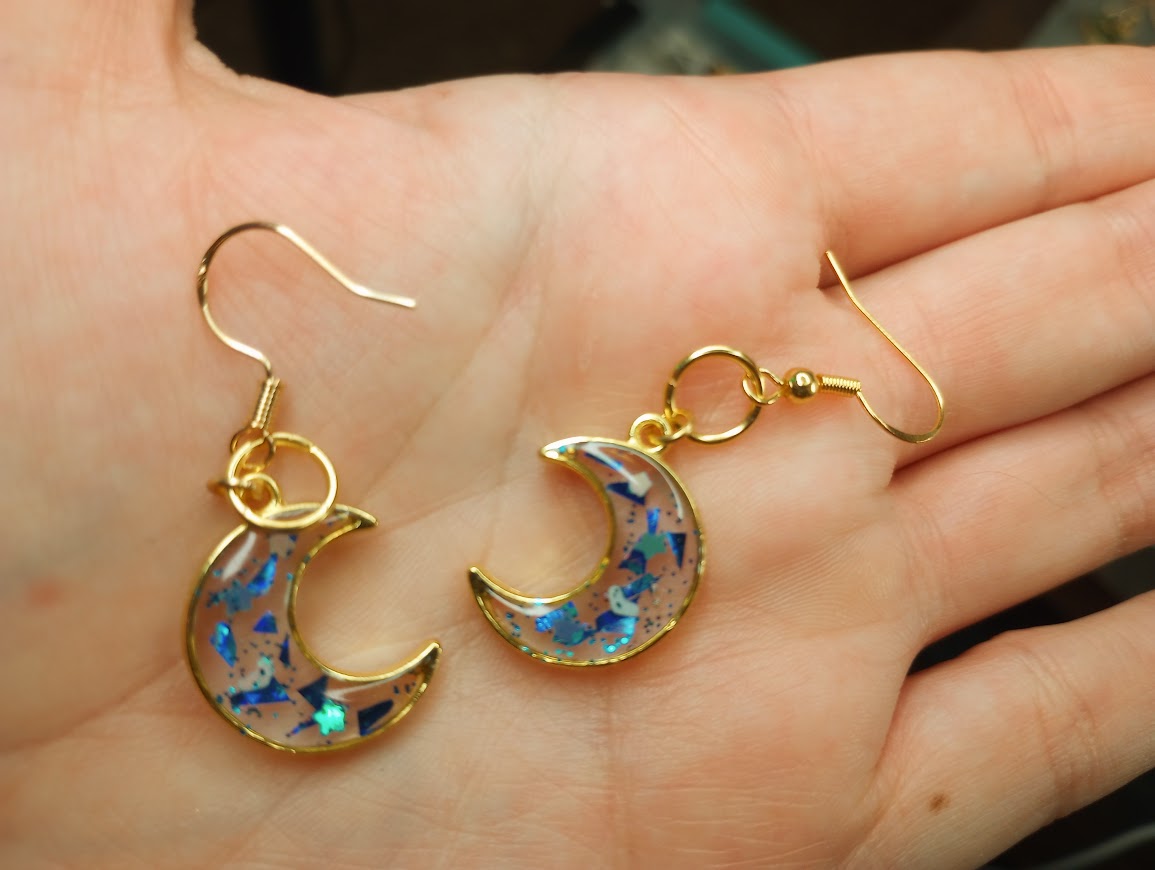 Happy Glitter Moon Earrings