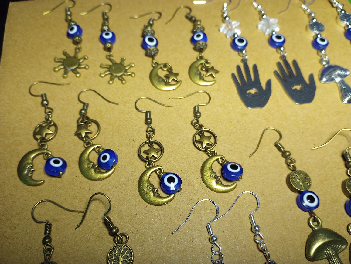 Celestial Moon Evil Eye Earrings