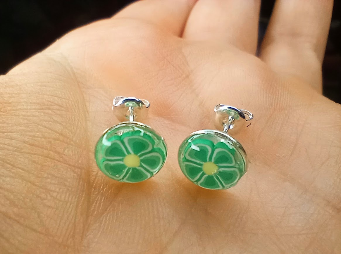 Green Flower Studs