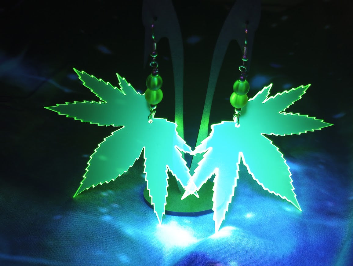UV Glow Leaf Earrings