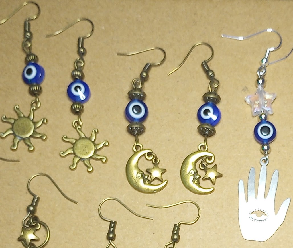 Moon Evil Eye Earrings