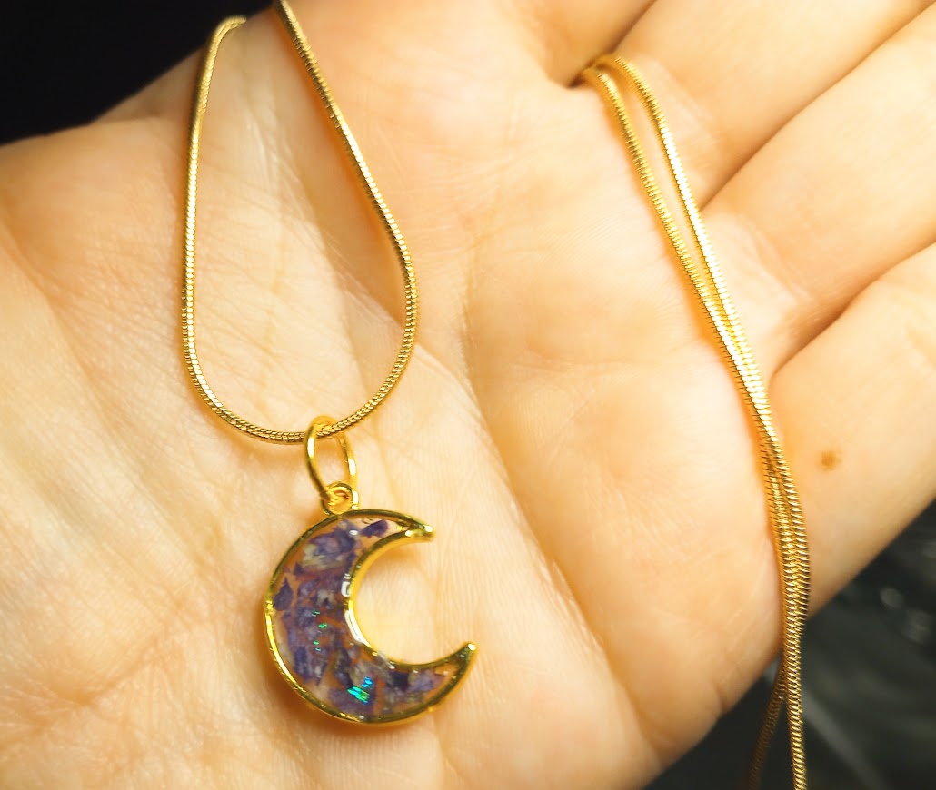 Purple Flower Moon Necklace