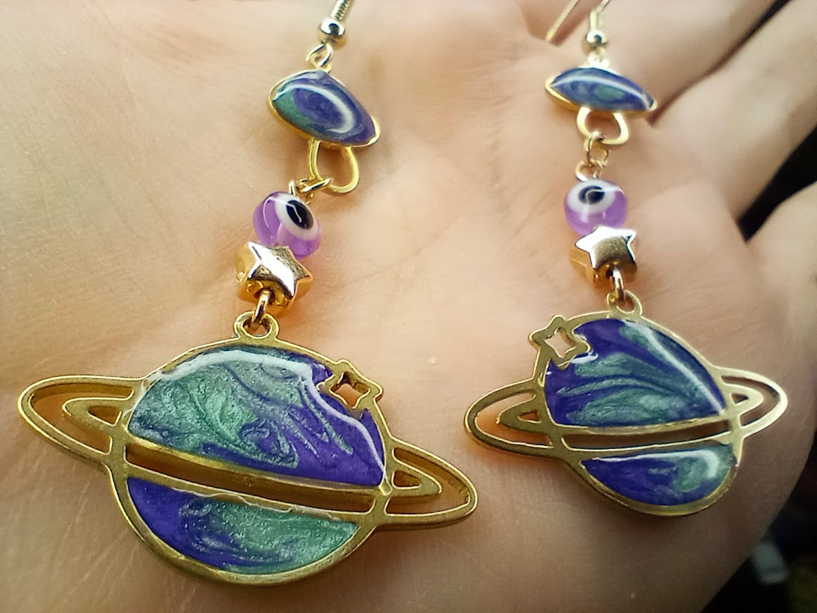 Swirled Steller Mushroom Evil Eye Earrings