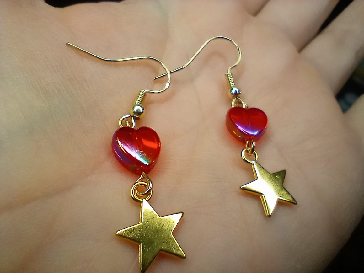 Gold Star Heart Dangles