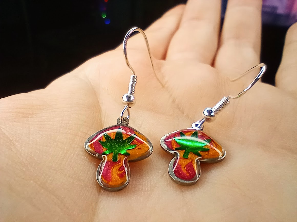 Trippy Mushroom Earrings