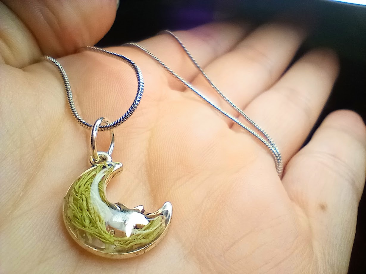 Steel Grass Moon Necklace