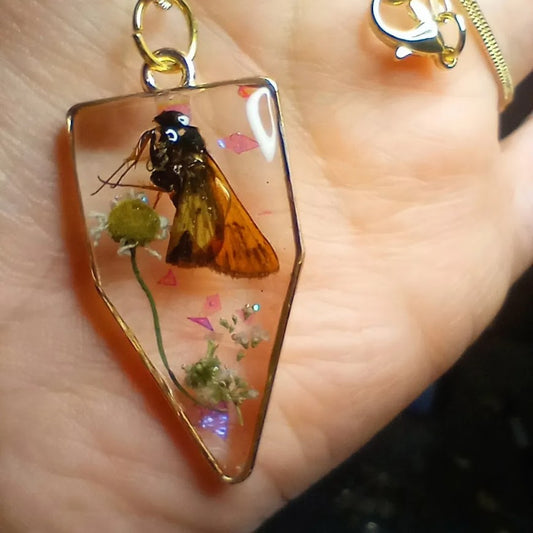 Chamomile & Lavender Moth Necklace