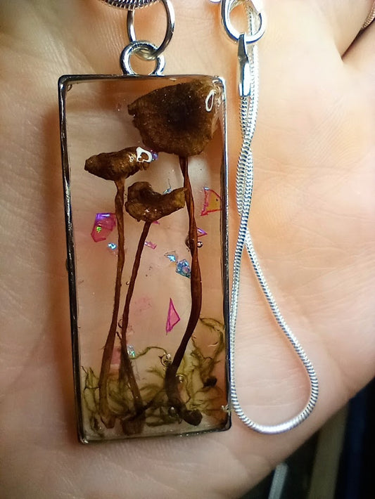 Large Rectangle Mushroom Necklace