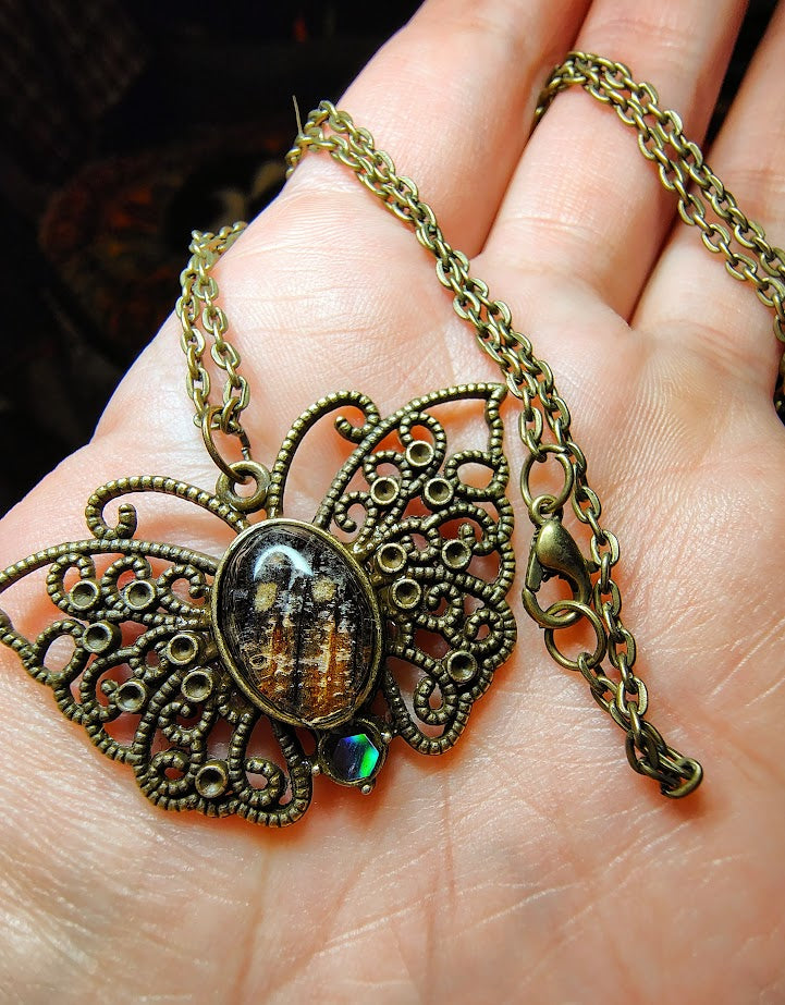 Antique Bronze Monarch Butterfly Necklace