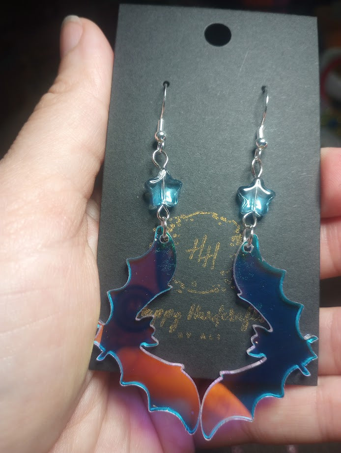 Iridescent Bat Earrings