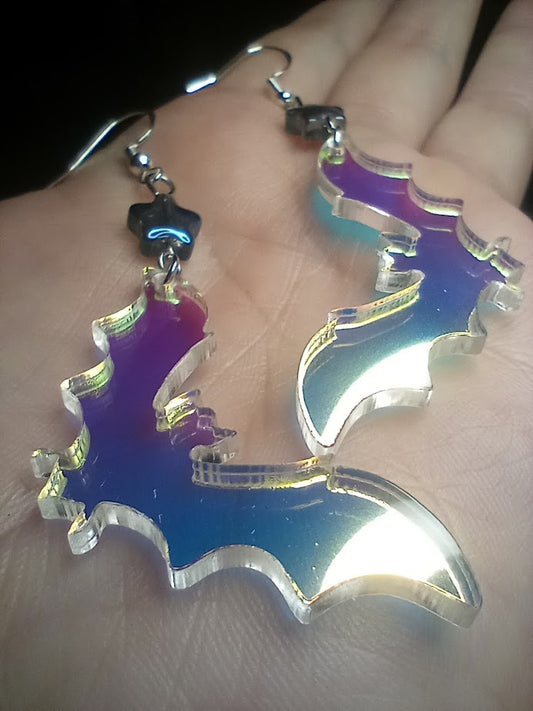Iridescent Bat Earrings
