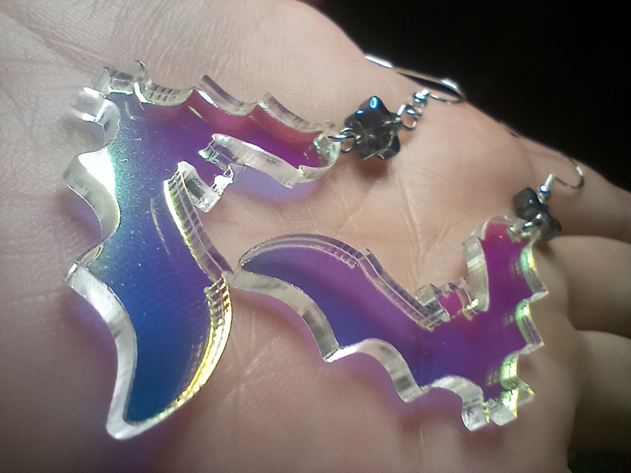 Iridescent Bat Earrings
