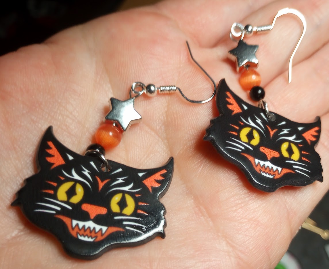 Black Cat Dangle Earrings