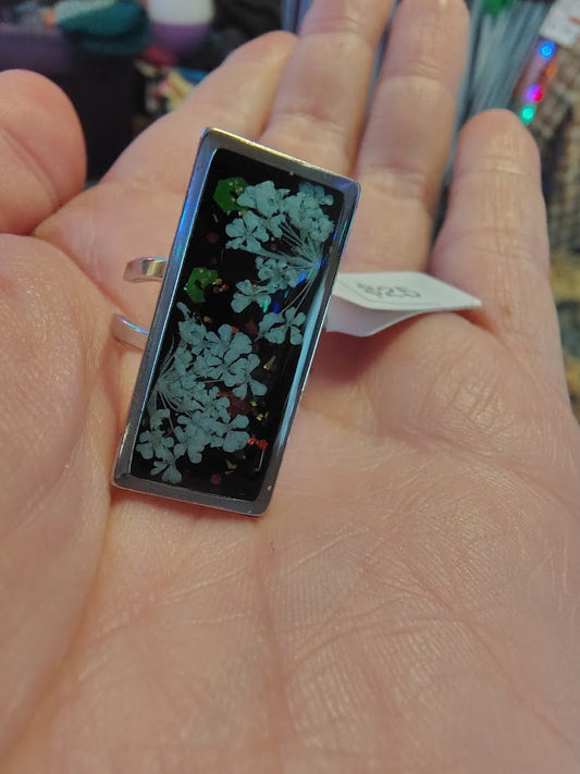 Real Flower Resin Rings