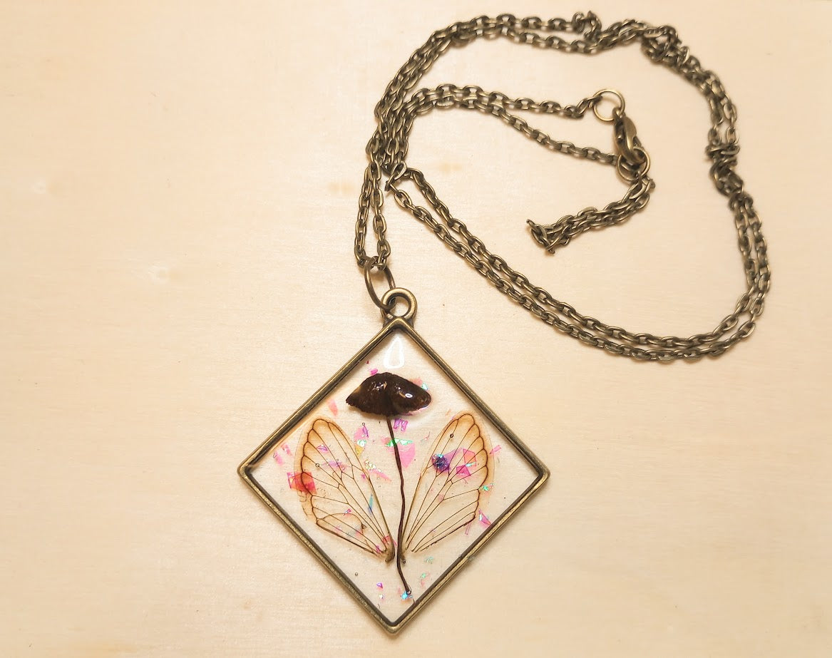 Cicada Mushroom Fairy Necklace