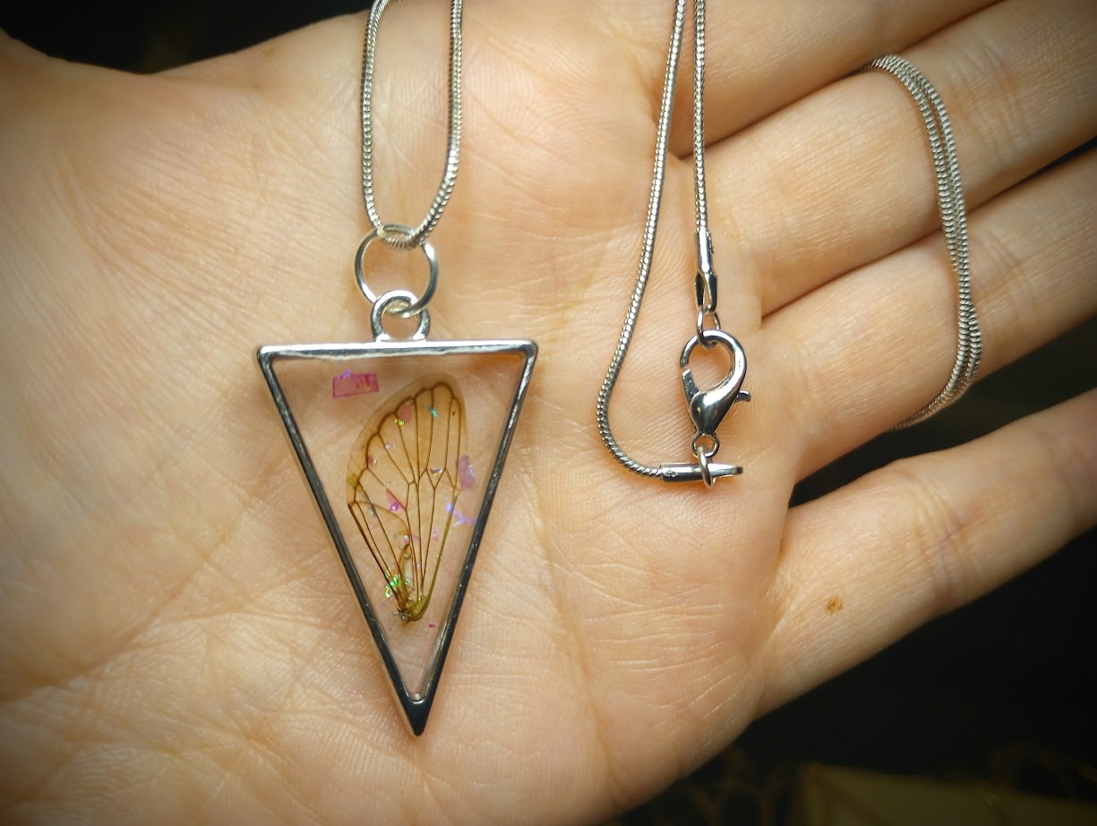 Cicada Wing Triangle Necklace