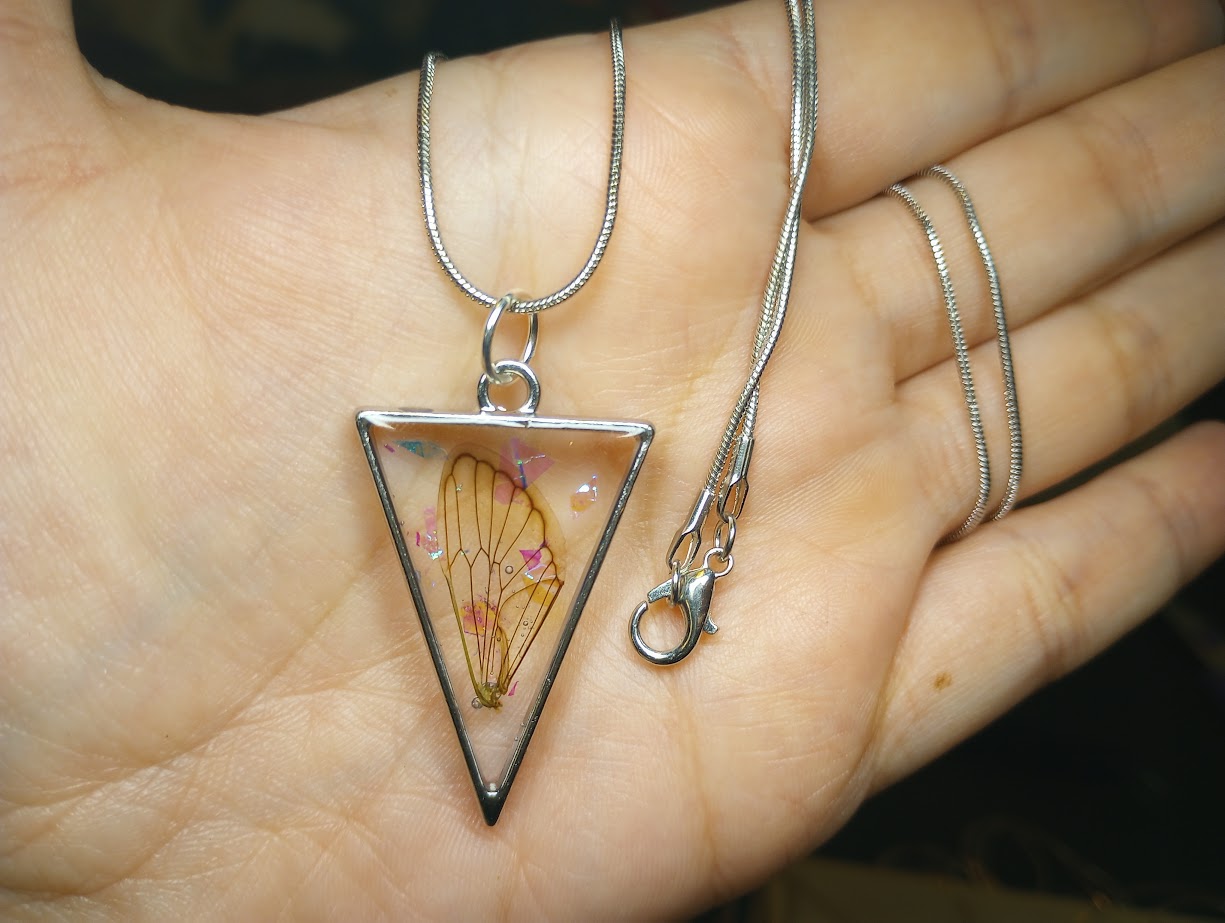 Cicada Wing Triangle Necklace