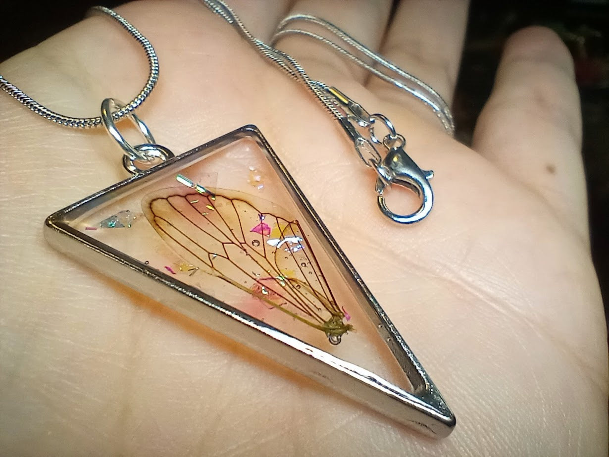 Cicada Wing Triangle Necklace