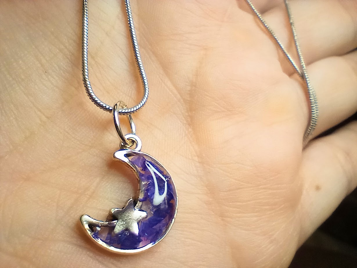 Forget Me Not Moon Necklace