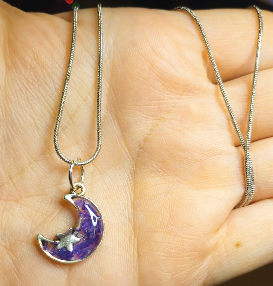 Forget Me Not Moon Necklace