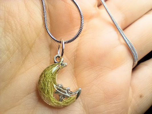 Steel Grass Moon Necklace