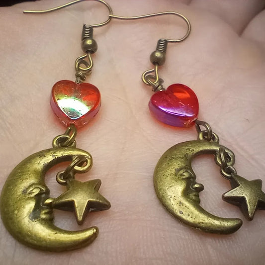 Moon Heart Dangles