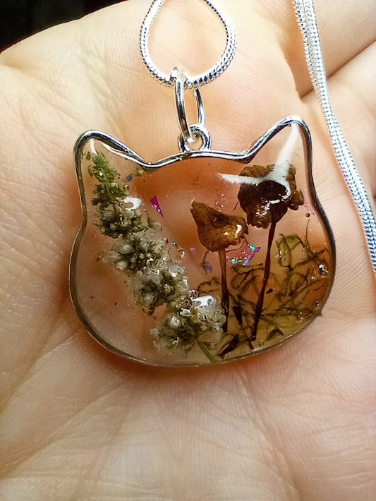 Mushroom Lavender Kitty Necklace