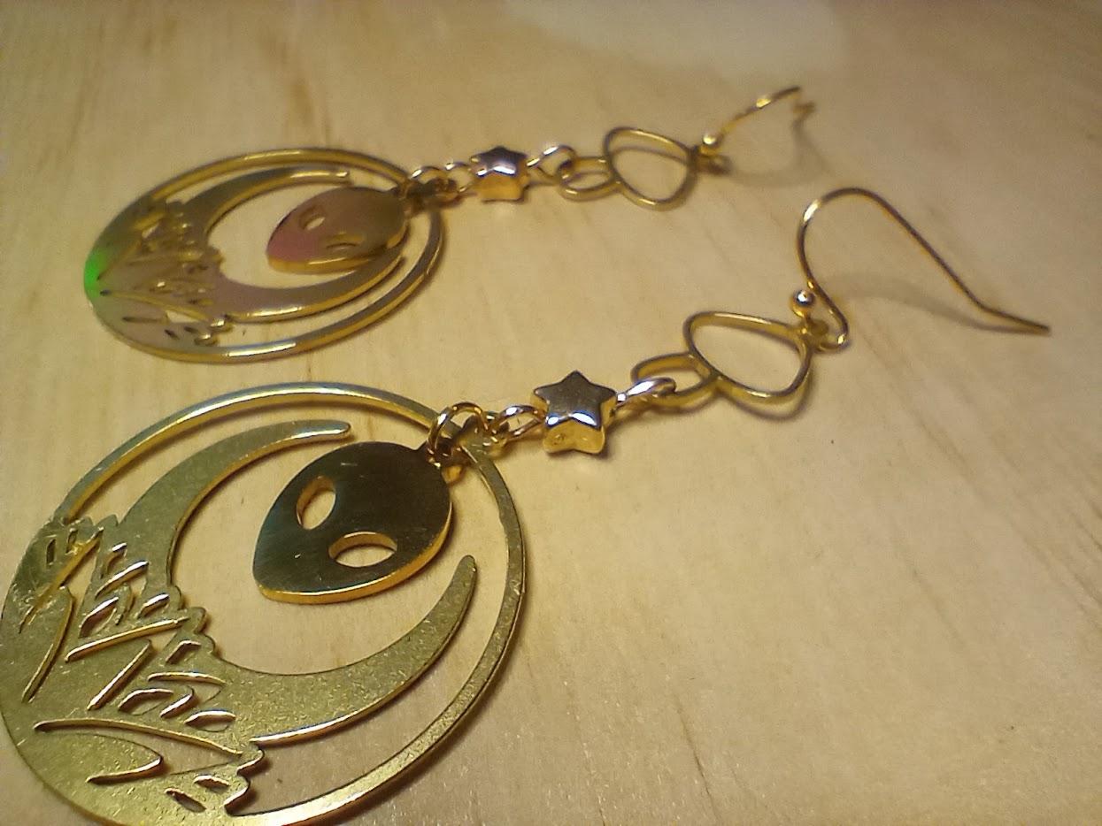 Gold Lotus Alien Mushroom Earrings