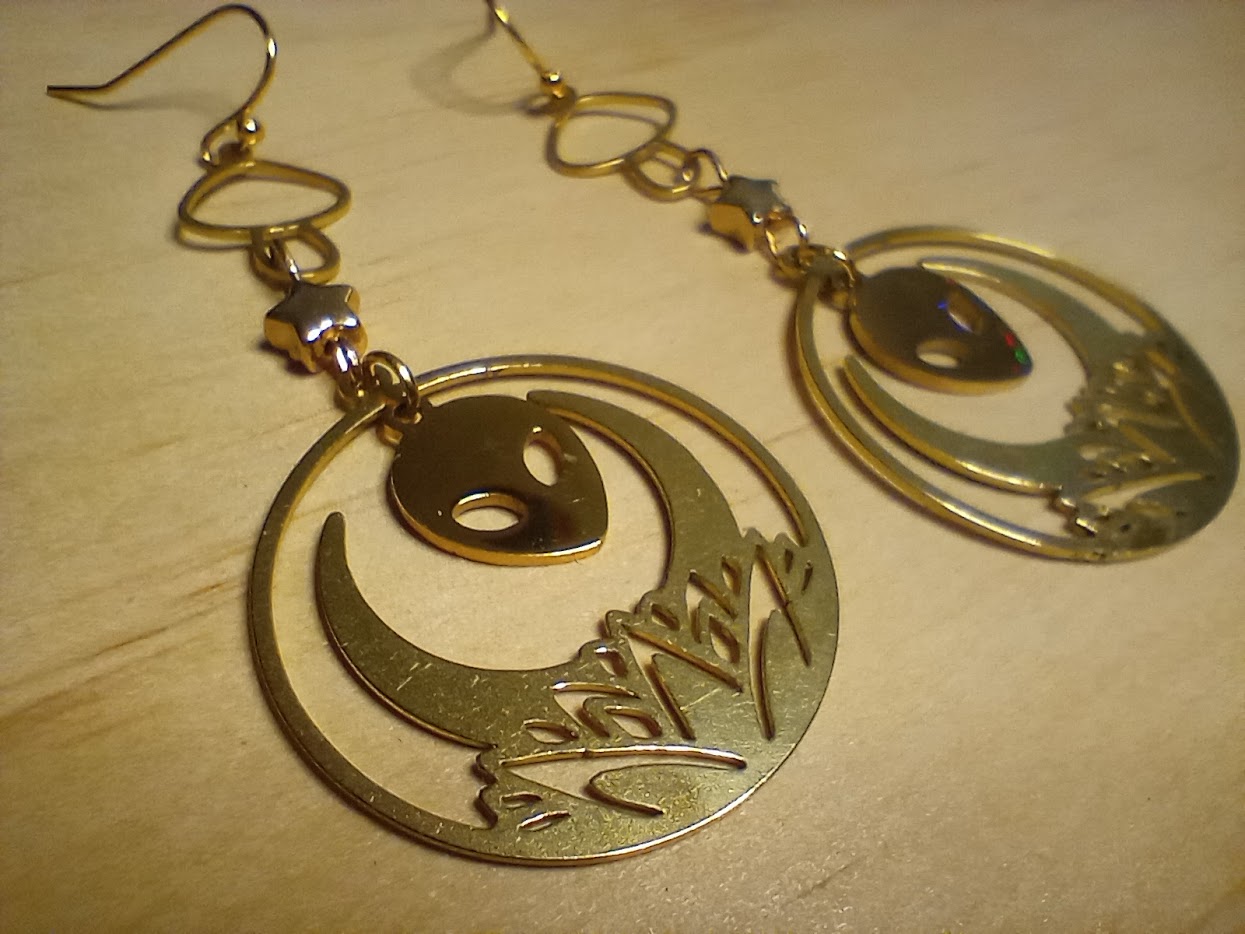 Gold Lotus Alien Mushroom Earrings