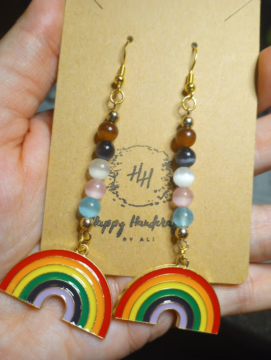 Progressive Pride Rainbow Dangle Earrings