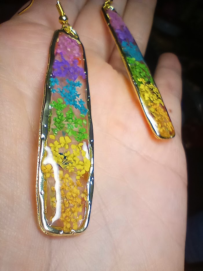 Rainbow Spray Flower Earrings