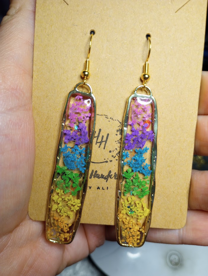 Rainbow Spray Flower Earrings