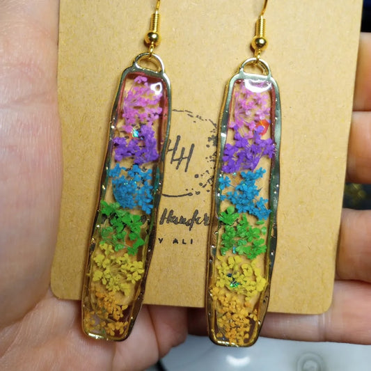 Rainbow Spray Flower Earrings