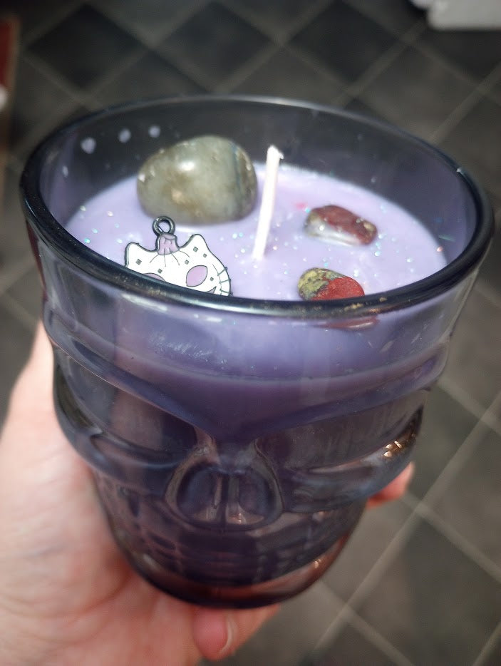 Skull Glass Candle