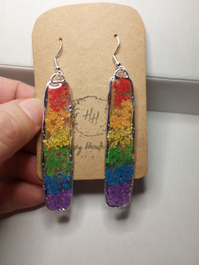 Rainbow Spray Flower Earrings