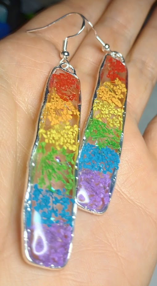 Rainbow Spray Flower Earrings
