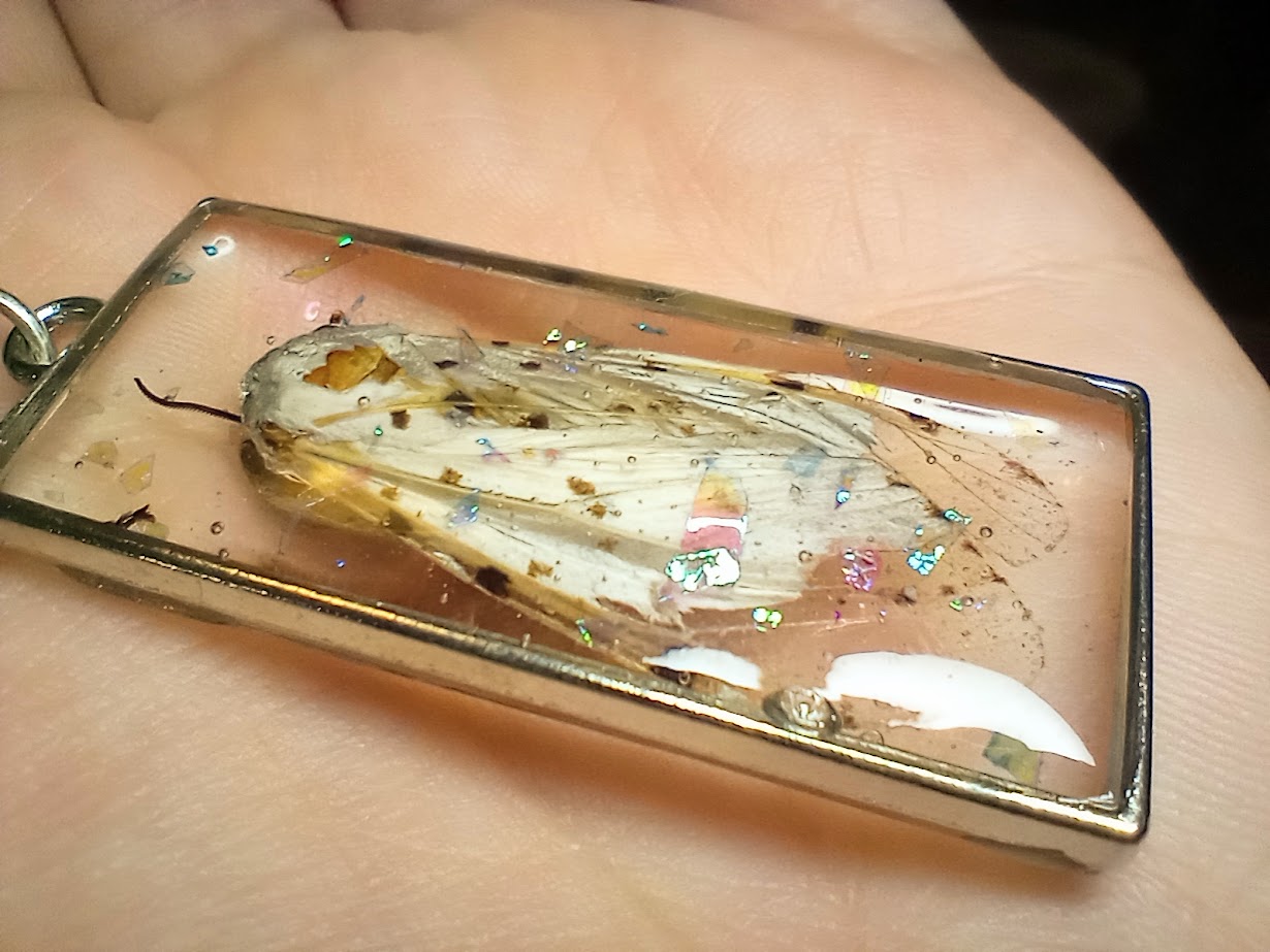 White Ermine Moth Necklace