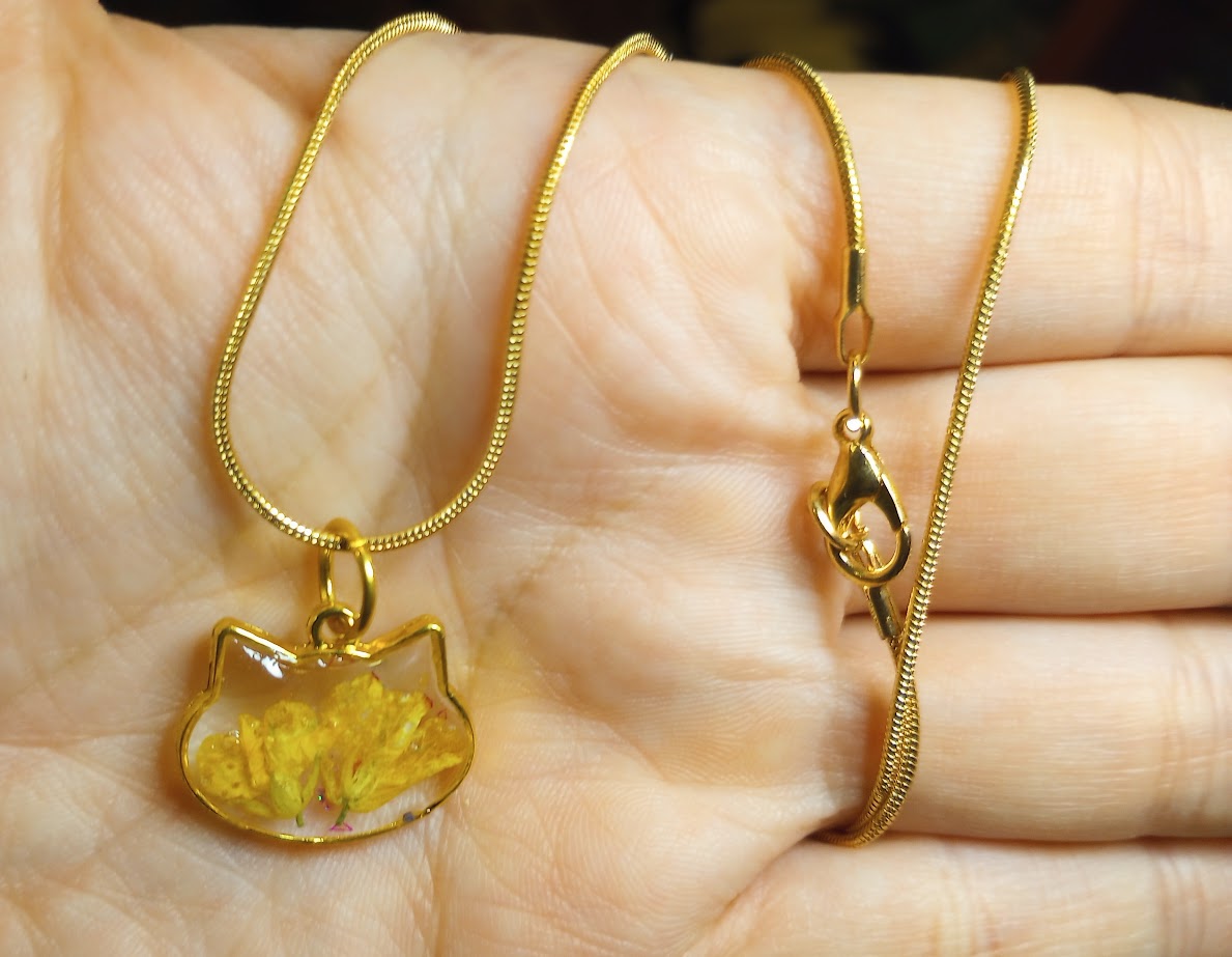 Yellow Wildflower Kitty Necklace