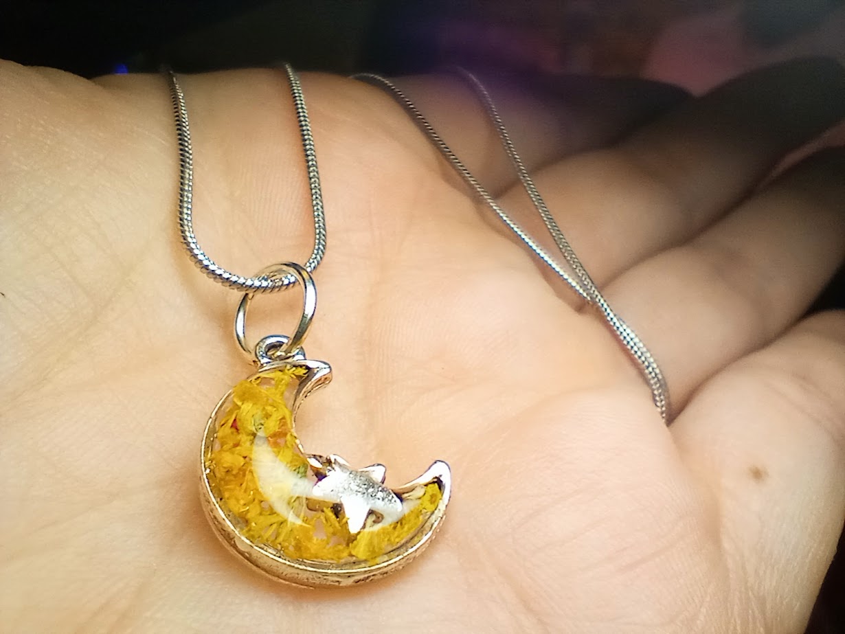 Yellow Flower Moon Necklace