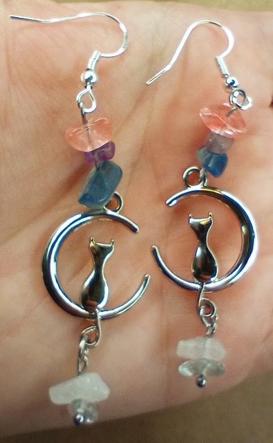 Bi Pride Cat Moon Earrings