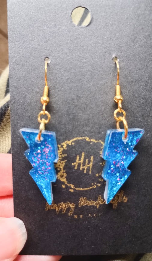 Glitter Lightning Bolt Earrings