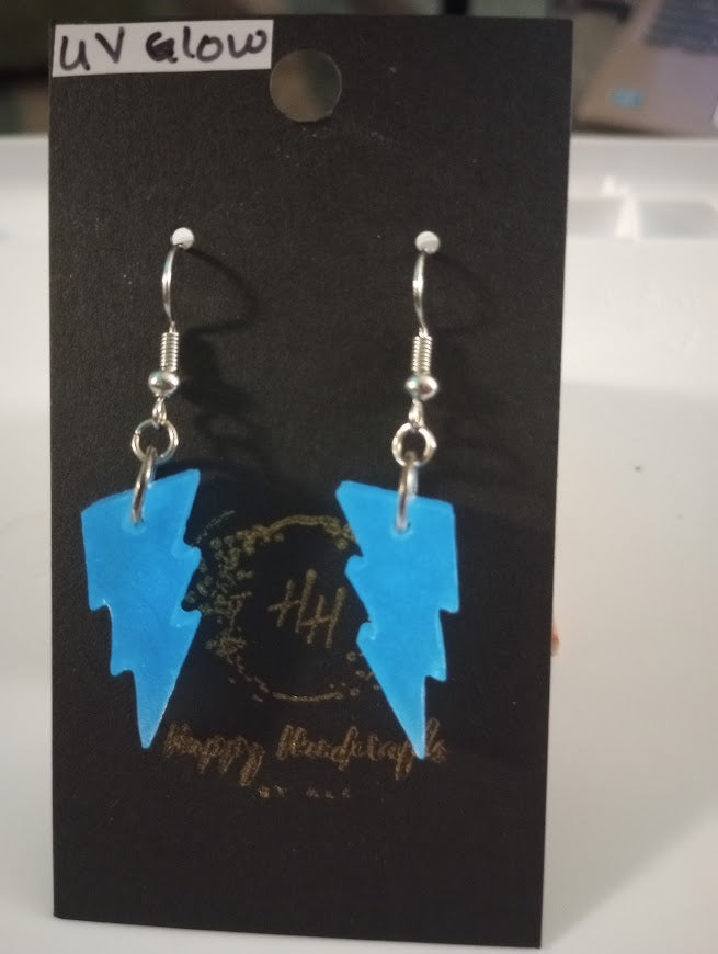 UV Glow Lightning Bolt Earrings