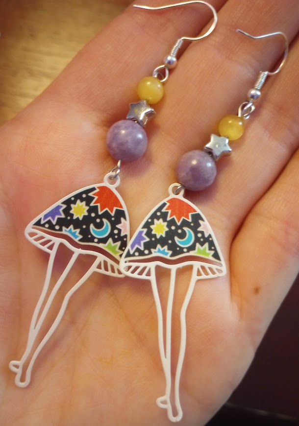 Cosmic Leggy Mushroom Earrings